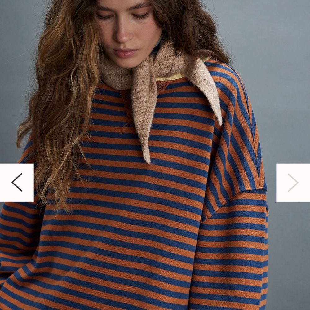 Free people striped oversized crewneck NWOT
